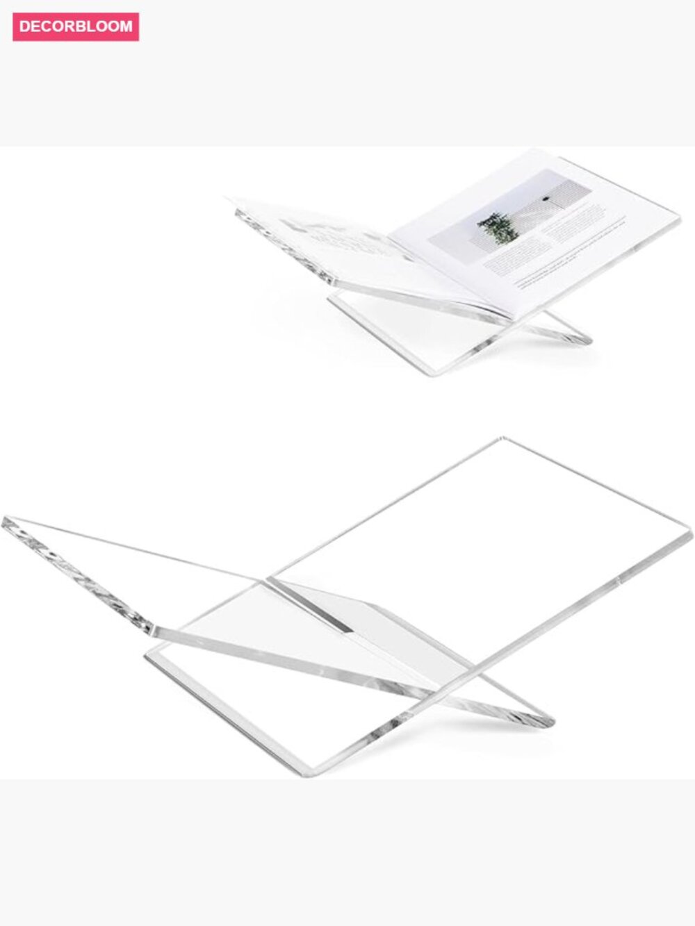 Acrylic Book Stand for Display, 15.8x9.5x4.3 in, Clear, Heavy Duty